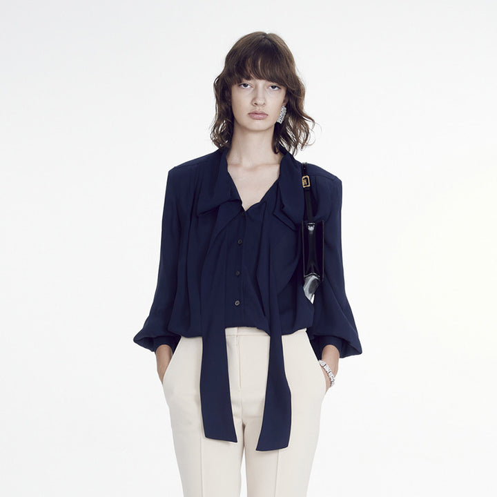 Damer elegant bluse med bælte Stilla