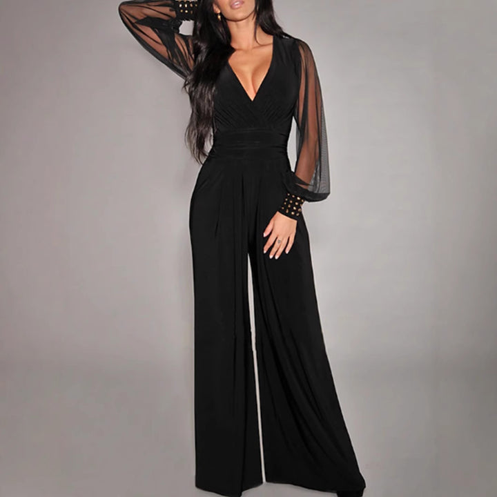 Dame Elegant Jumpsuit med gennemsigtige ærmer og figursyet skæring Stilla