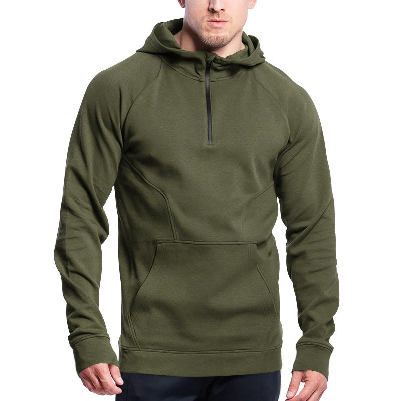 Herrer sports sweatshirts med halv lynlås og kængurulomme Stilla