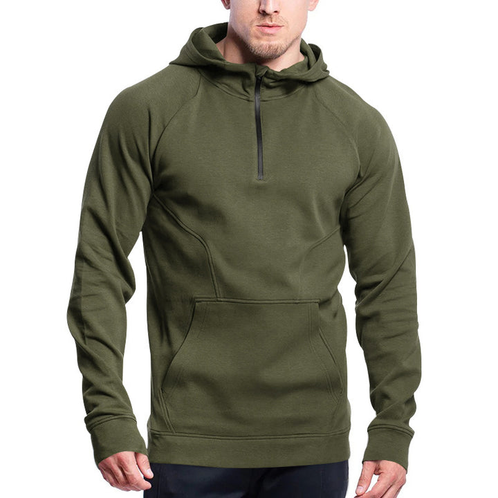 Herrer sports sweatshirts med halv lynlås og kængurulomme Stilla