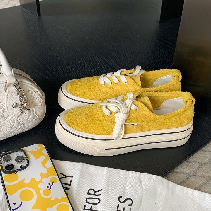 Dame Textureret Plateau Sneakers med Knude Snøring Stilla