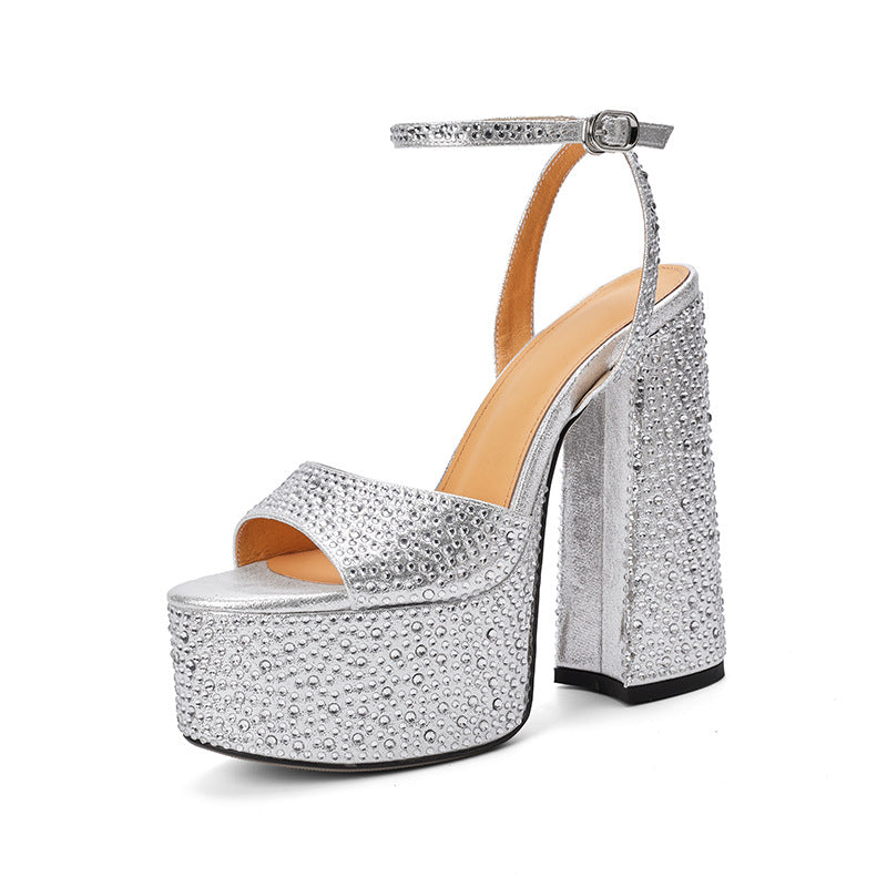 Femme Glamorous Plateau sandaler med strass dekorationer Stilla