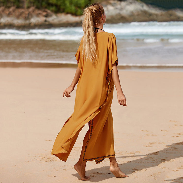 Dame Kaftan med kunstnerisk broderi og sidelange slidser Stilla