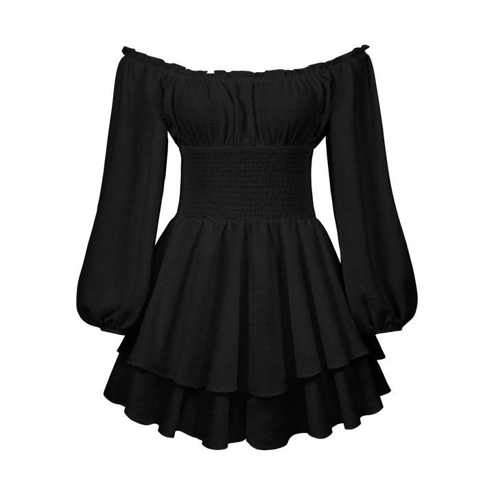 Dame Off-Shoulder Minikjole med Rynker og ballonformede ærmer Stilla