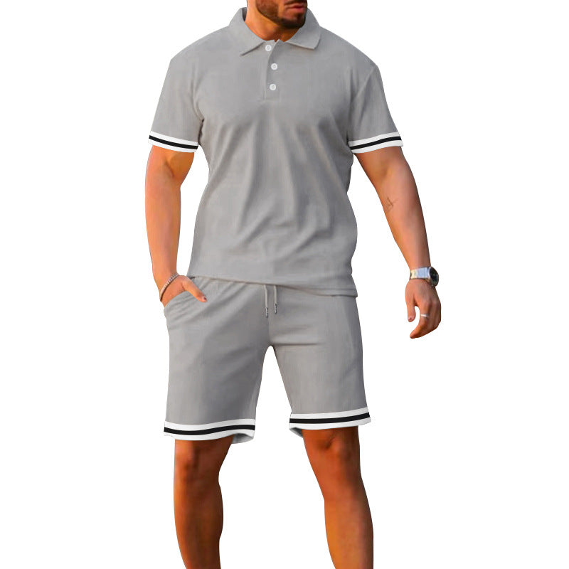 Herrer Sommer-Polo og Shorts Sæt lavet af åndbart materiale med sporty design Stilla