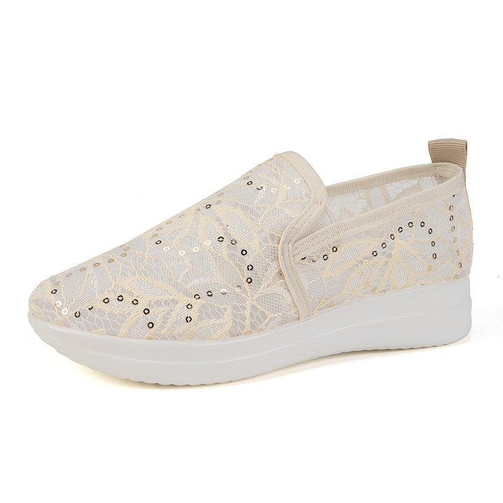 Dame Lace-Up Sneakers med glitrende strassapplikationer og åndbart overmateriale Stilla