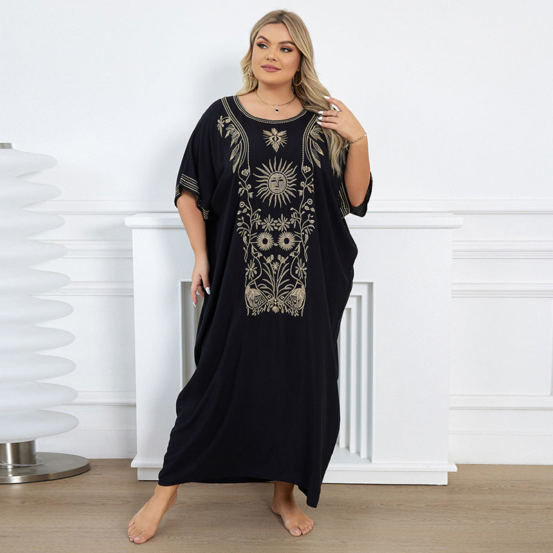 Dame luftig kaftan med kunstnerisk broderedesign Stilla
