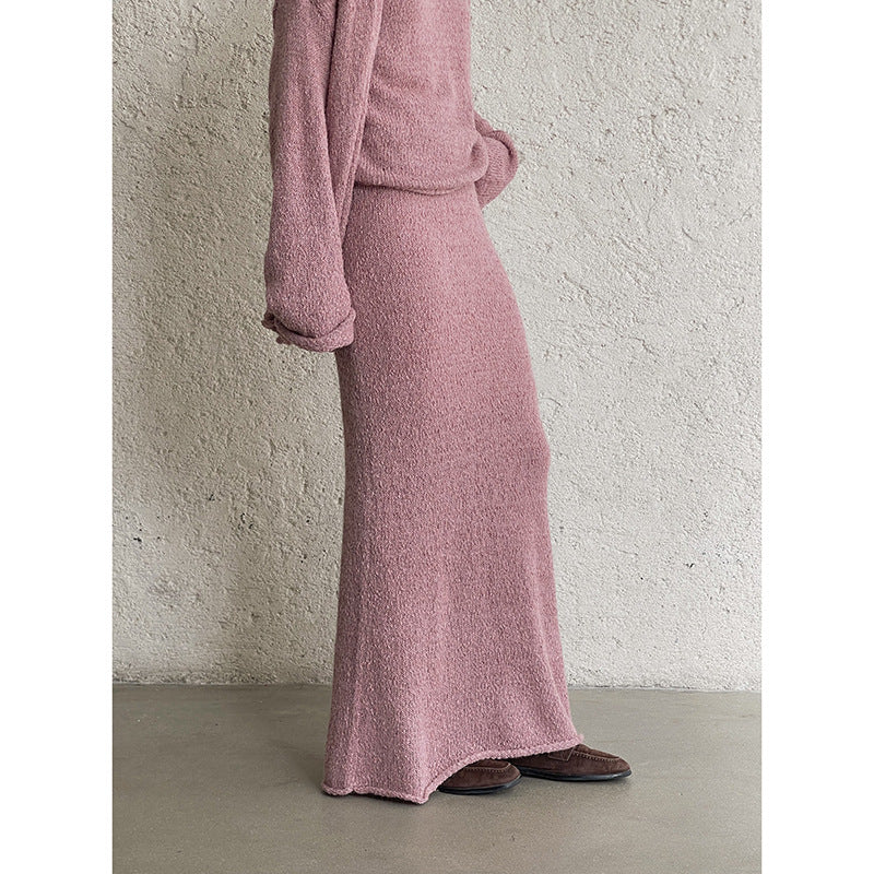 Dame elegant strikket ensemble med åben skulder og relaxed fit Stilla