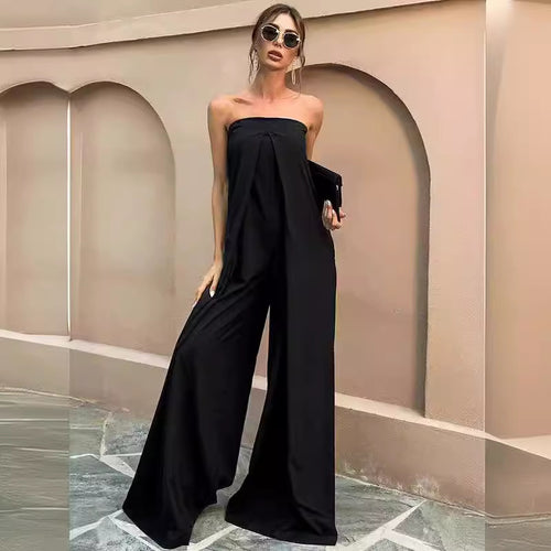Dame Højkvalitets Jumpsuit uden stropper med flydende silhuet Stilla