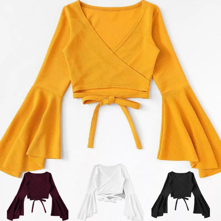 Femme Wrap Crop Top med vidt udskårne ærmer Stilla