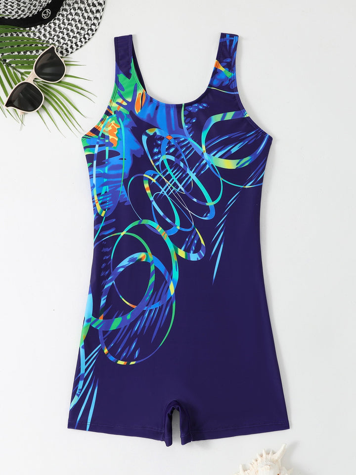 Dame Sporty Badedragt med dynamisk kunstmotiv Skovae