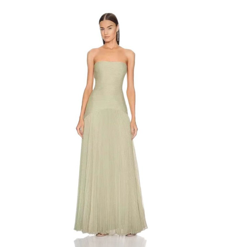 Damer Strapless Maxikjole med plisseret design og elegant snit Stilla