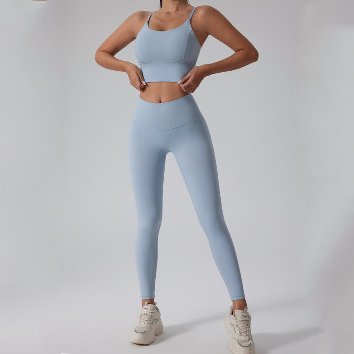 Dame Sporty Sæt med tætsiddende Top og Høj Talje-Leggings Stilla