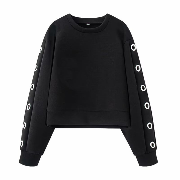 Femme Cropped Sweatshirt med Øjer Detalje Stilla