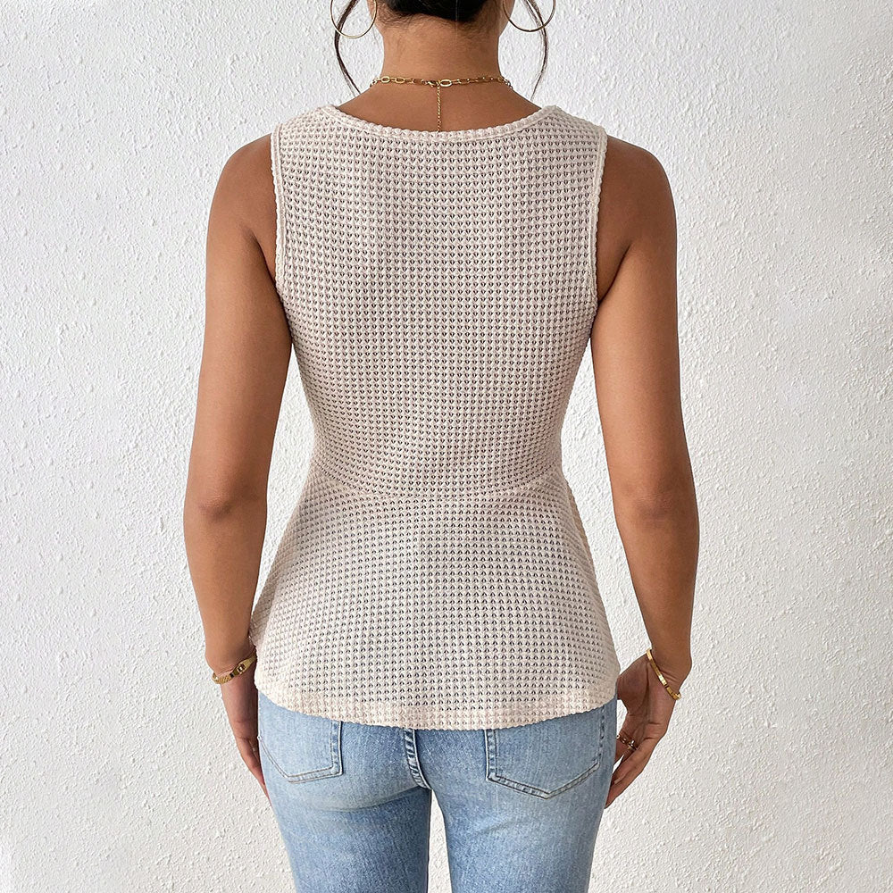 Kvinder Elegant Tanktop med Flydende Snit og Dekorativ Knude Stilla