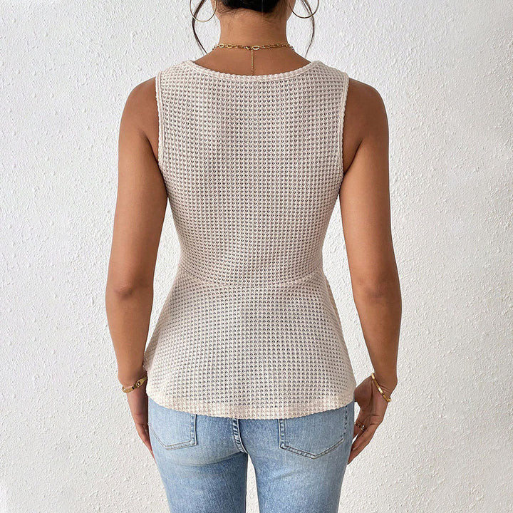 Kvinder Elegant Tanktop med Flydende Snit og Dekorativ Knude Stilla