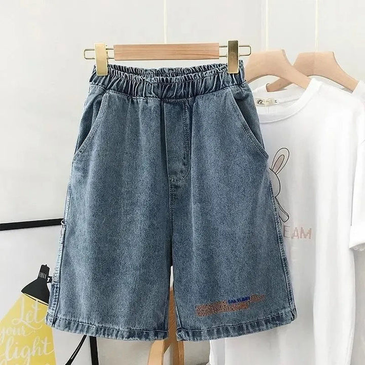 Kvindernes behagelige denim shorts med elastisk talje Stilla