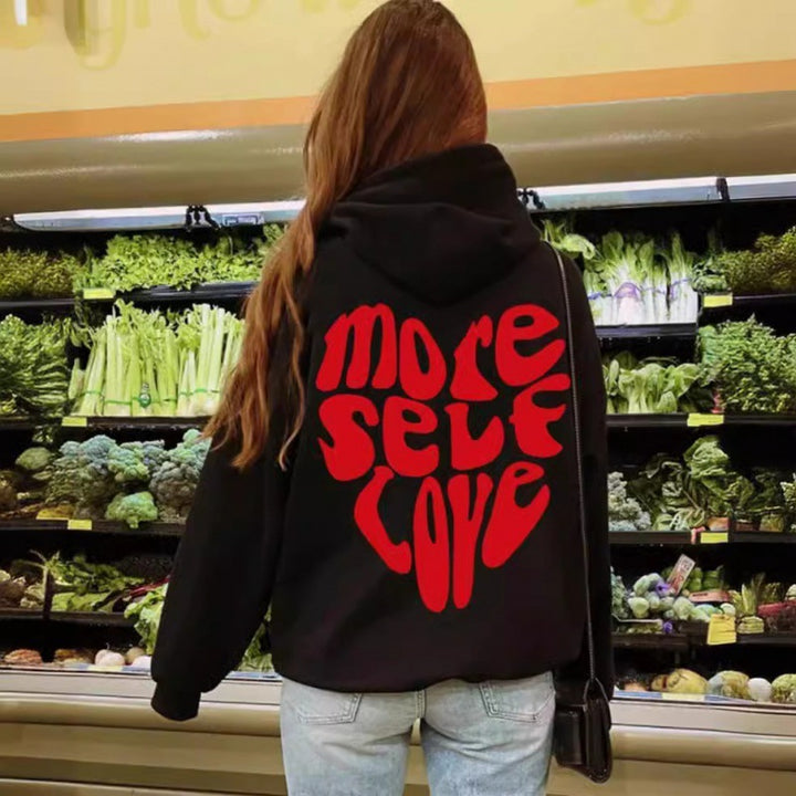 Kvinders oversized hætte sweatshirt med kreativ hjerte design Skovae