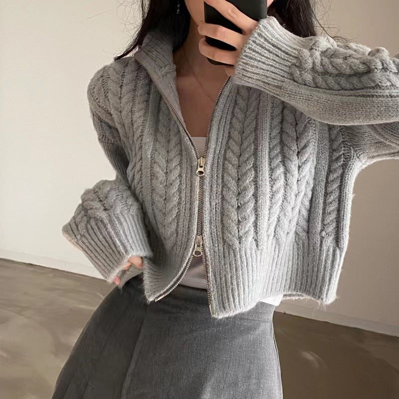 Femme Chunky Lynlås Kabelstrik Cardigan Stilla