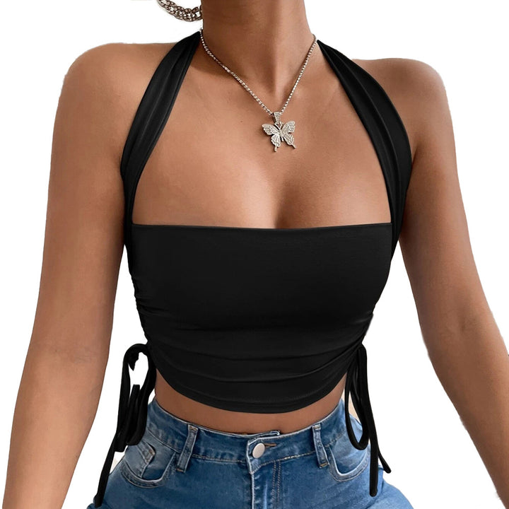 Kvinder Crop Top med trendy indpakningsdesign og legende bånd Stilla