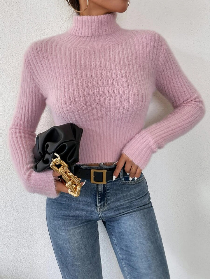 Dame Chic Rullekravepullover i fint strik Stilla