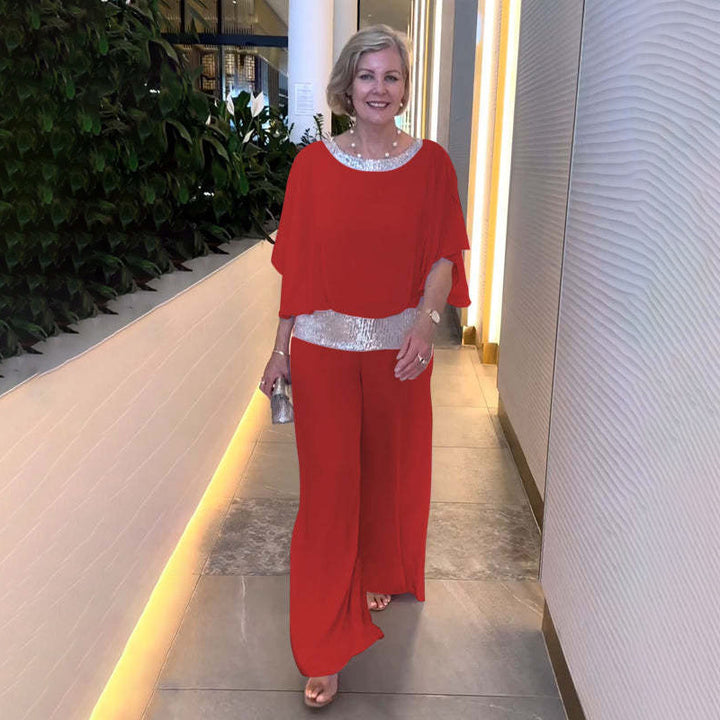 Dame elegant jumpsuit med skinnende bælte Stilla