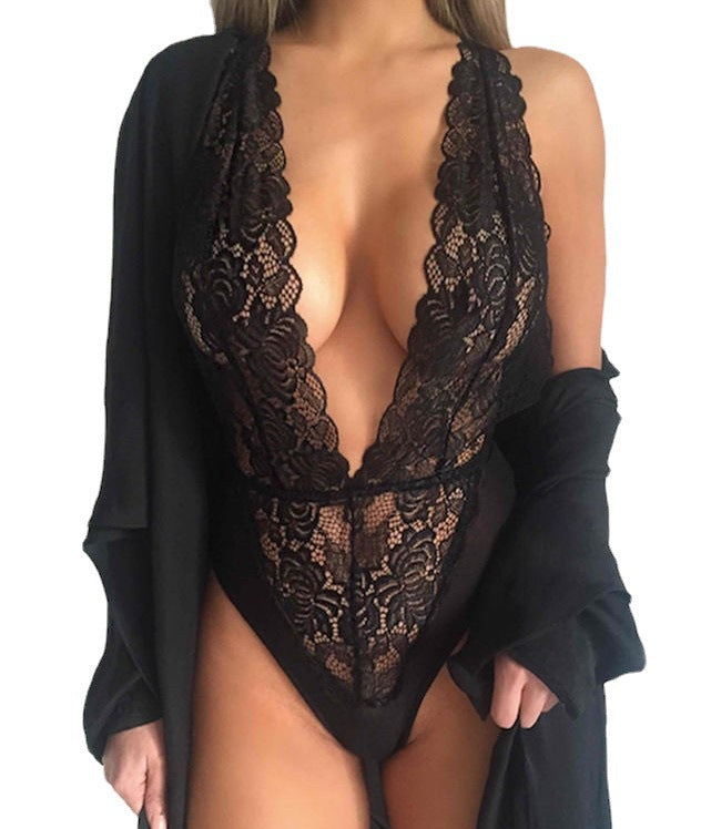Dame spidserbodystocking med dyb udskæring Stilla