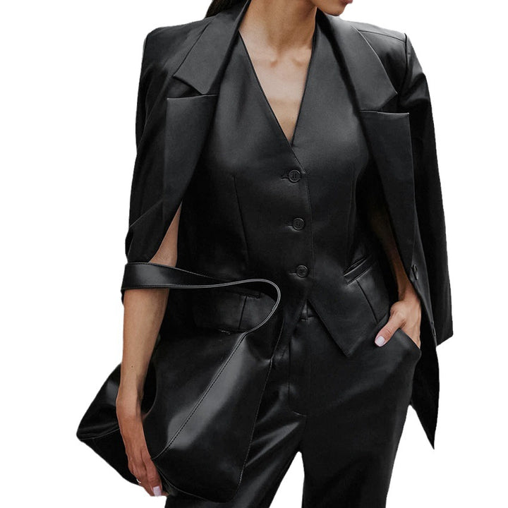 Damer Elegant buksedragt sæt med figursyet blazer og løst skåret bukser Stilla