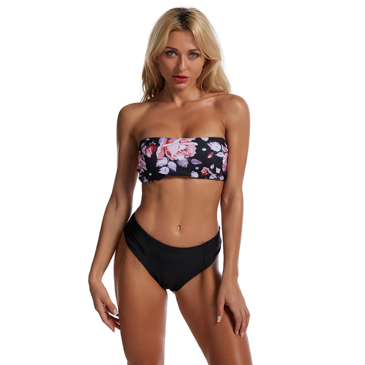 Dame Bandeau Højskåret Slangeskinds Bikini Sæt Stilla