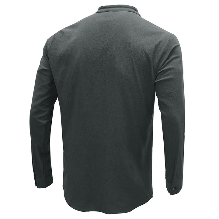 Herrer Langærmet Henley-shirt med holdbar bomuldsblanding og moderne knapliste Stilla