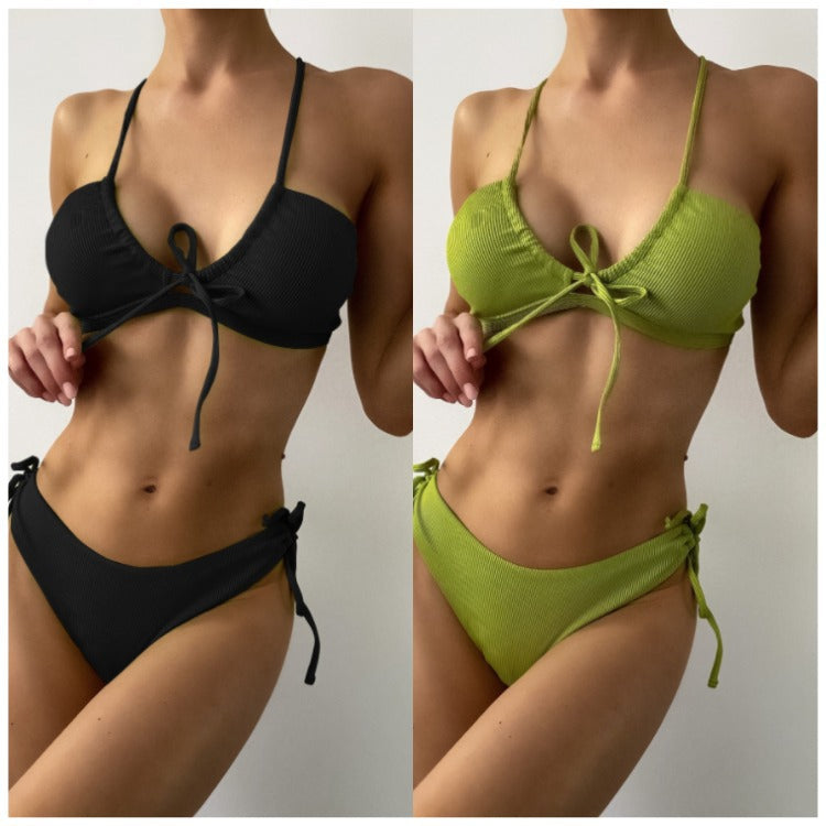 Dame bikini-sæt med justerbart snøre-design og højtaljeret underdel Stilla