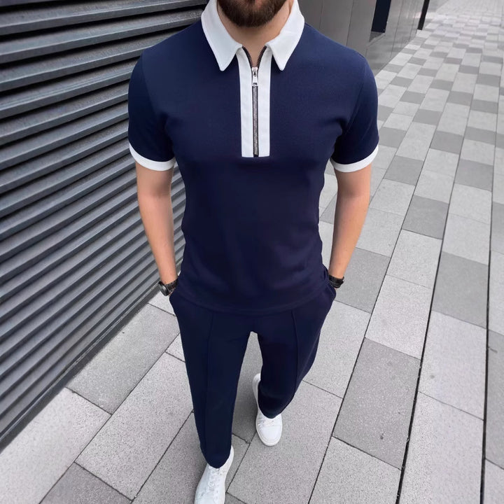 Herrer polo t-shirt med moderne lynlås og stilfuld krave Stilla