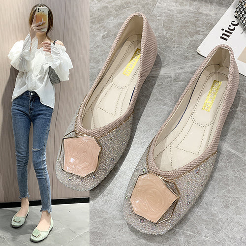 Dame Elegante Ballerina-Flats med strass dekoration og dekorativ ædelstens accent Stilla