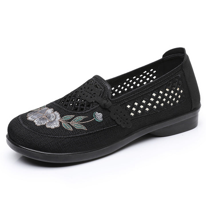 Dame Mode og åndbare Slip-On sko med blomsterbroderi Stilla