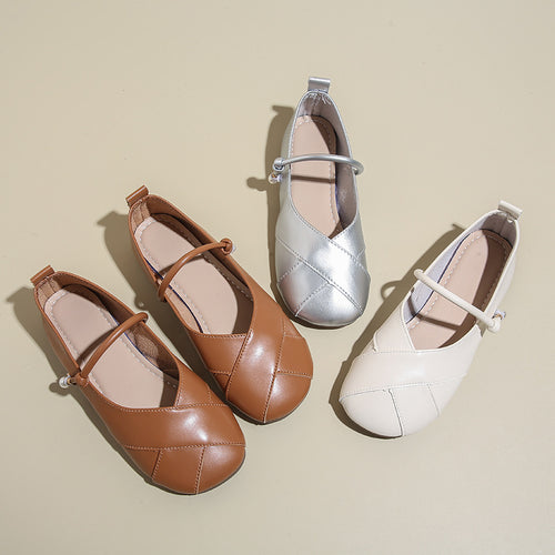 Dame Elegant Strappy Ballerina Flats med Perle-detalje Stilla