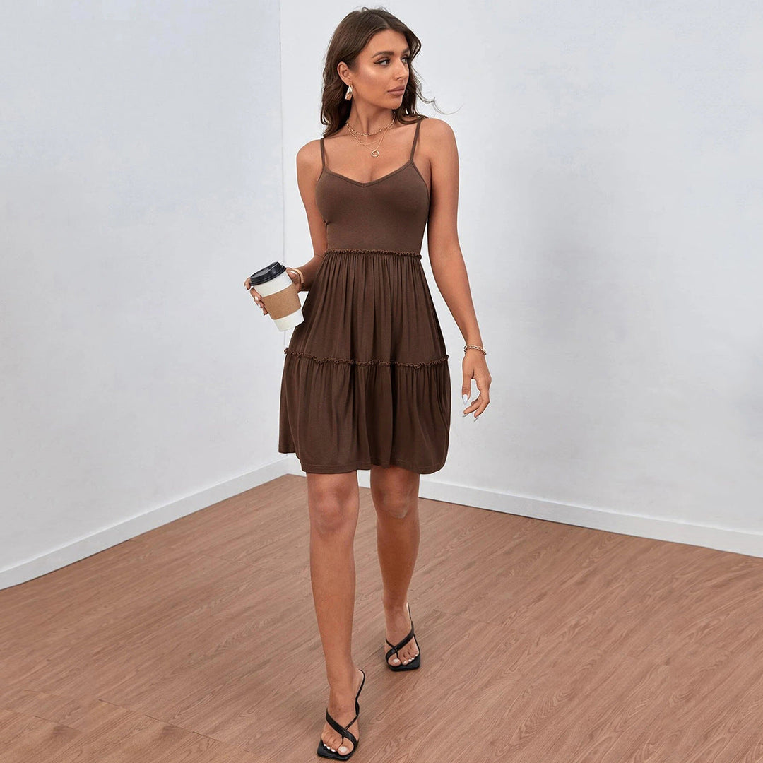 Stilla | Cake-Skirt Strikket Spaghetti Strop Kjole