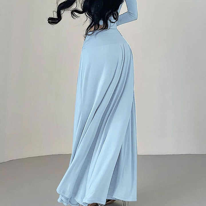 Dame maxikjole med elegant rynk og off-shoulder design Skovae