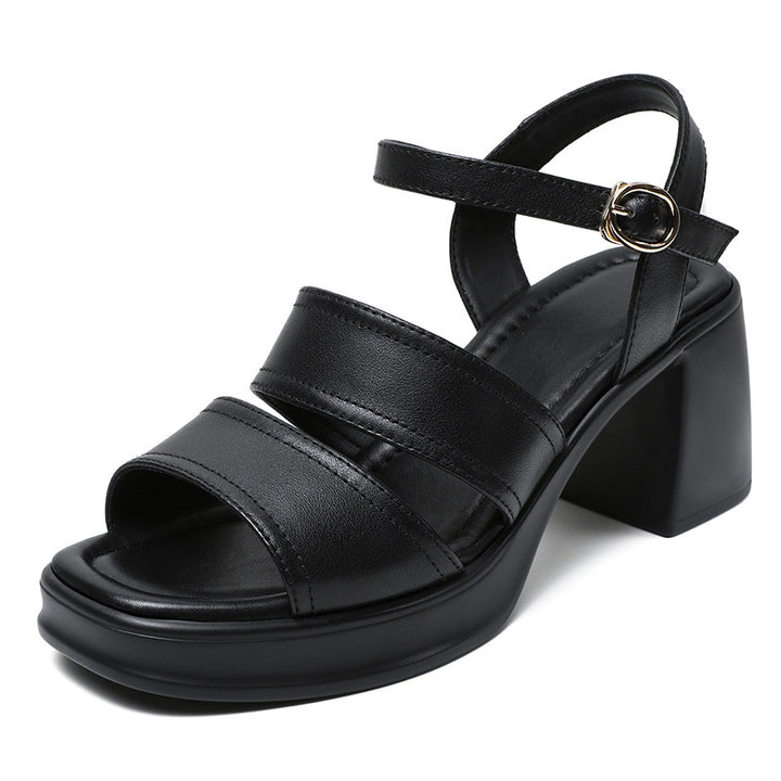 Dame Elegante Chunky Heel Slide Sandaler Stilla
