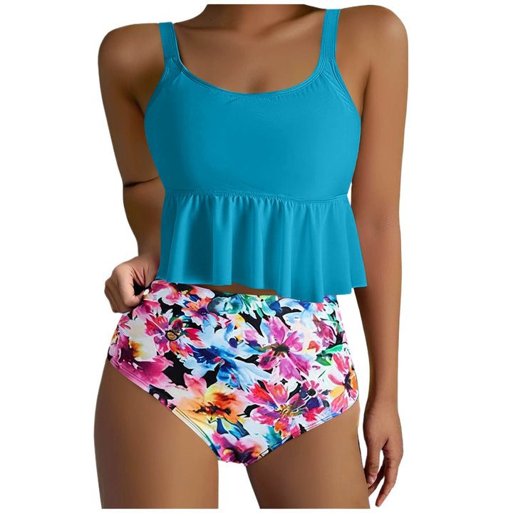Femme Flowing Peplum Top Højtaljet Badedragt Sæt Stilla