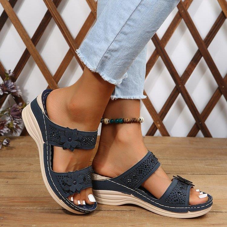 Dame Wedge-sandaler med blomstermotiv og anatomisk fodseng Stilla