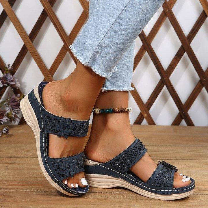 Dame Wedge-sandaler med blomstermotiv og anatomisk fodseng Stilla