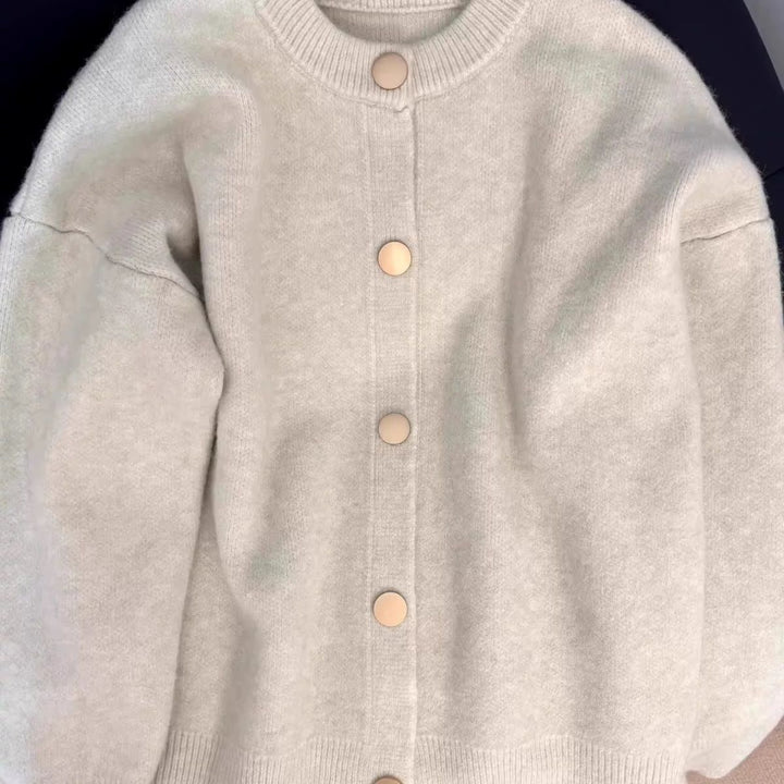 Kvinders fluffy cardigan med store knapper Stilla
