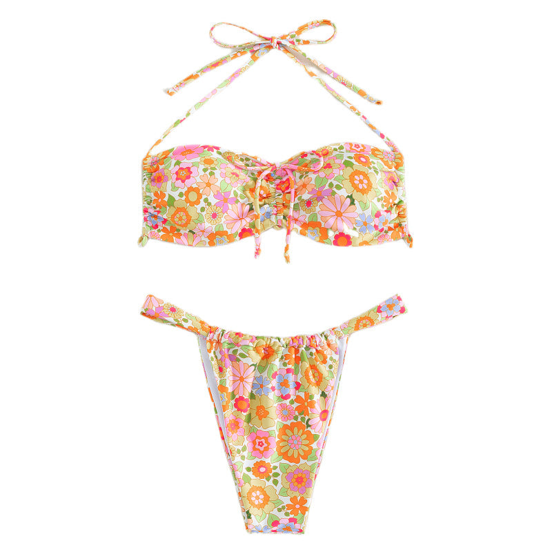 Dame blomster mønster bandeau bikini Skovae