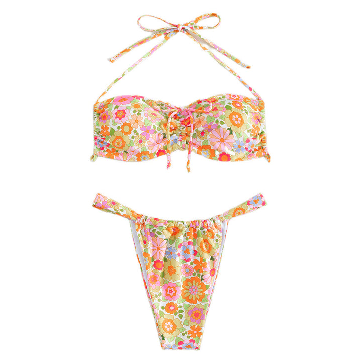 Dame blomster mønster bandeau bikini Skovae