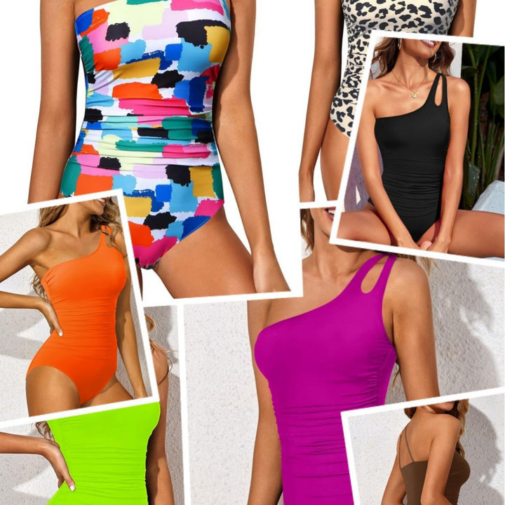 Femme En-skulder Leopardmønster Monokini Stilla