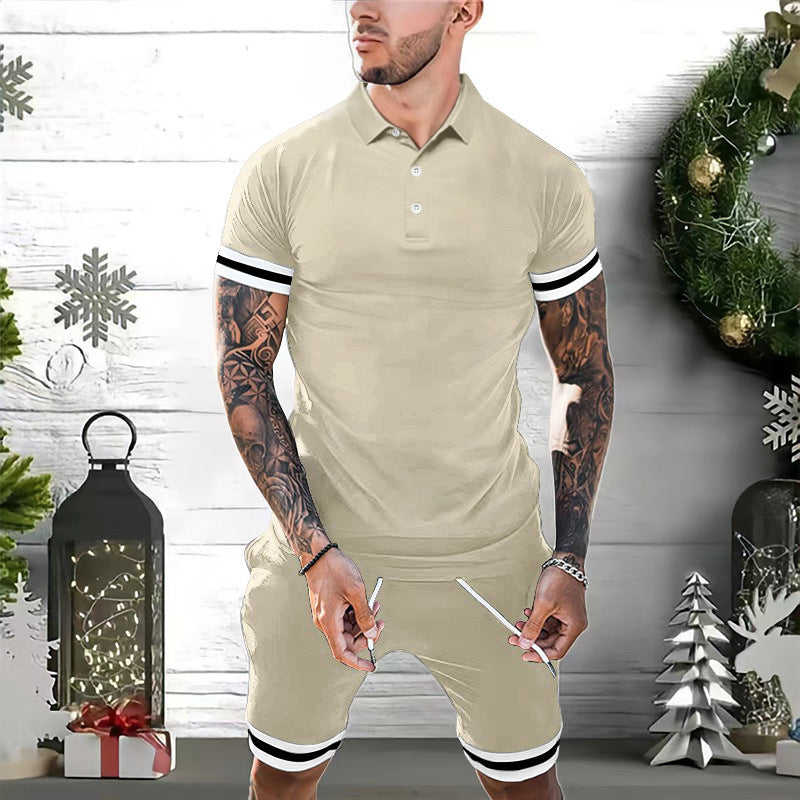 Herrer Sporty Kortærmet Poloshirt med kombineret Shorts-sæt Stilla