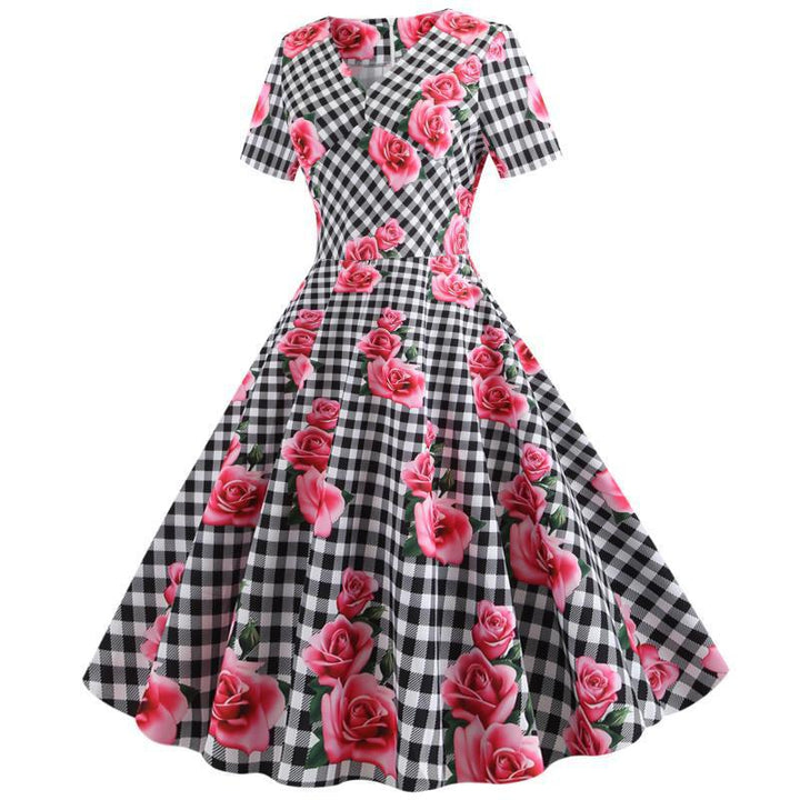 Kvinder Rockabilly Kjole med Blomster Tern Mønster Stilla