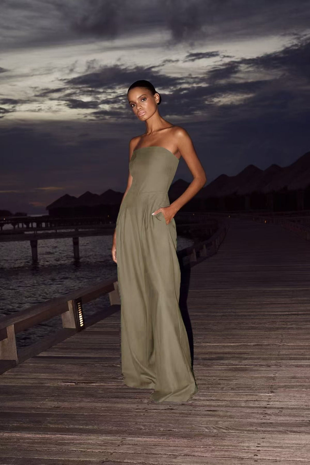 Dame slidstærk jumpsuit med elastisk overdel og sidelommer Stilla