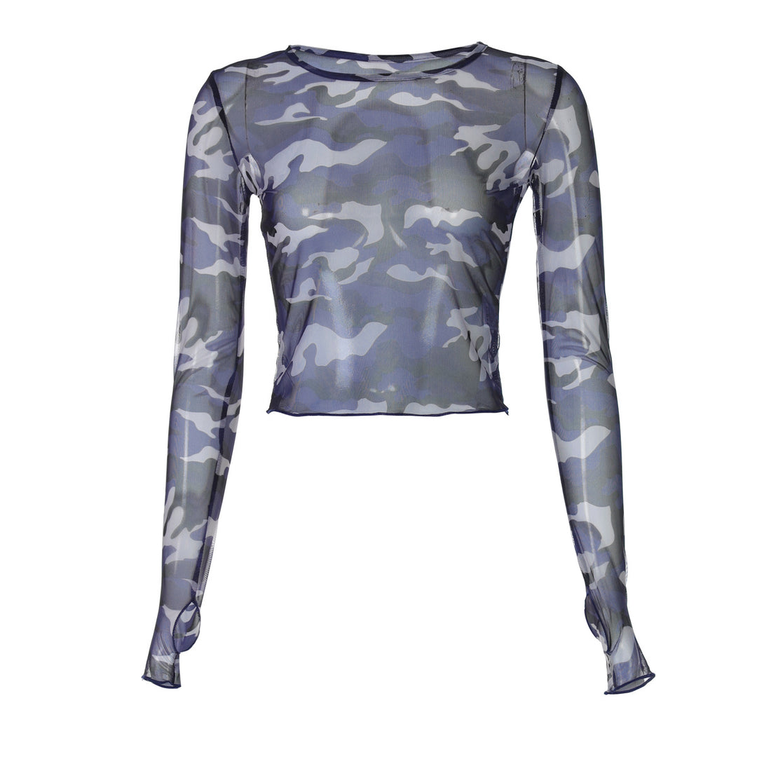 Dame Transparent Camouflage Langærmet Bluse Stilla