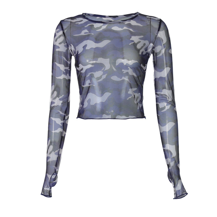 Dame Transparent Camouflage Langærmet Bluse Stilla